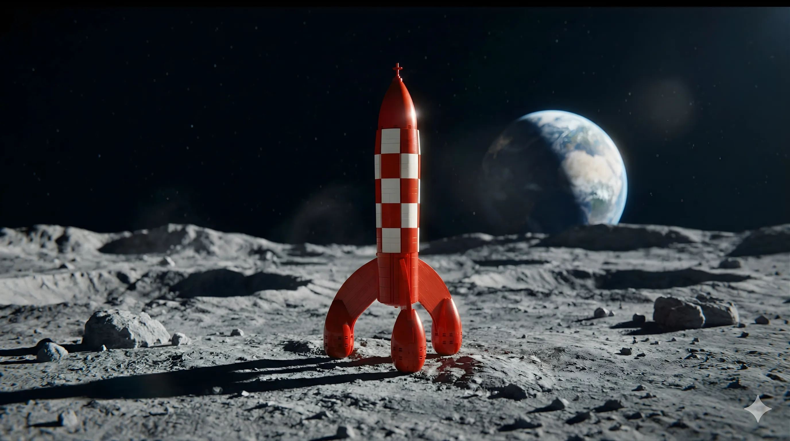 Set LEGO Fusée de Tintin 21367 sur la surface de la Lune