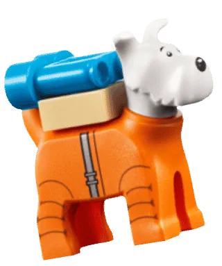 Minifig LEGO Milou en combinaison spatiale orange