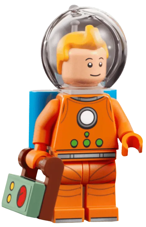 Minifig LEGO Tintin en combinaison spatiale orange